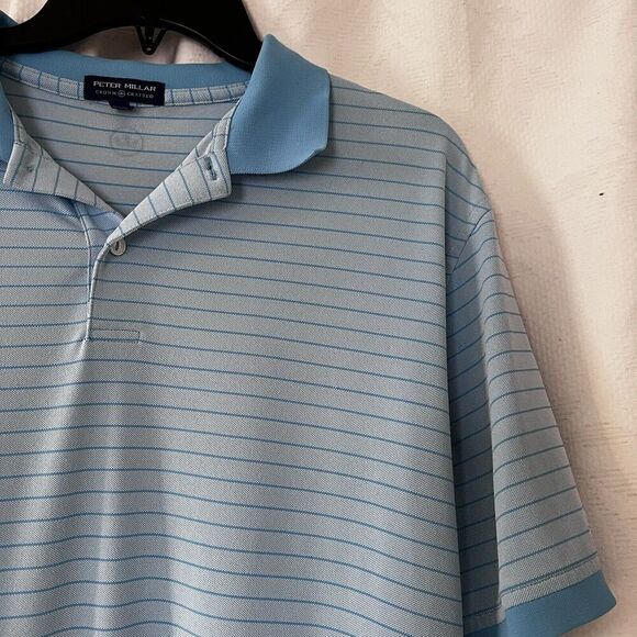 Peter Millar Crown Crafted Polo Blue And White Stripe Size Large - Picture 8 of 12